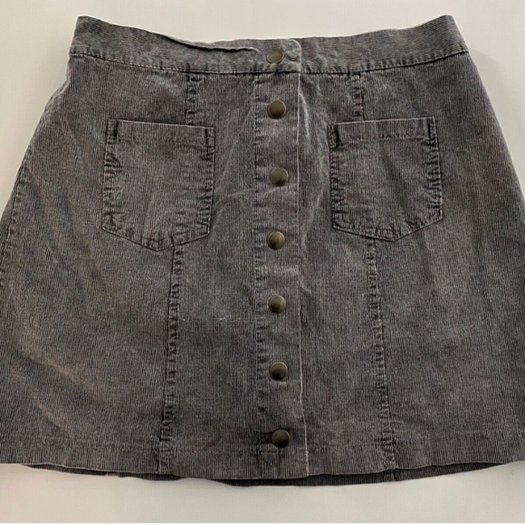 American Eagle Outfitters Dresses & Skirts - AMERICAN EAGLE OUTFITTERS O/S Don't Ask Why Button Front Corduroy Skirt Gray